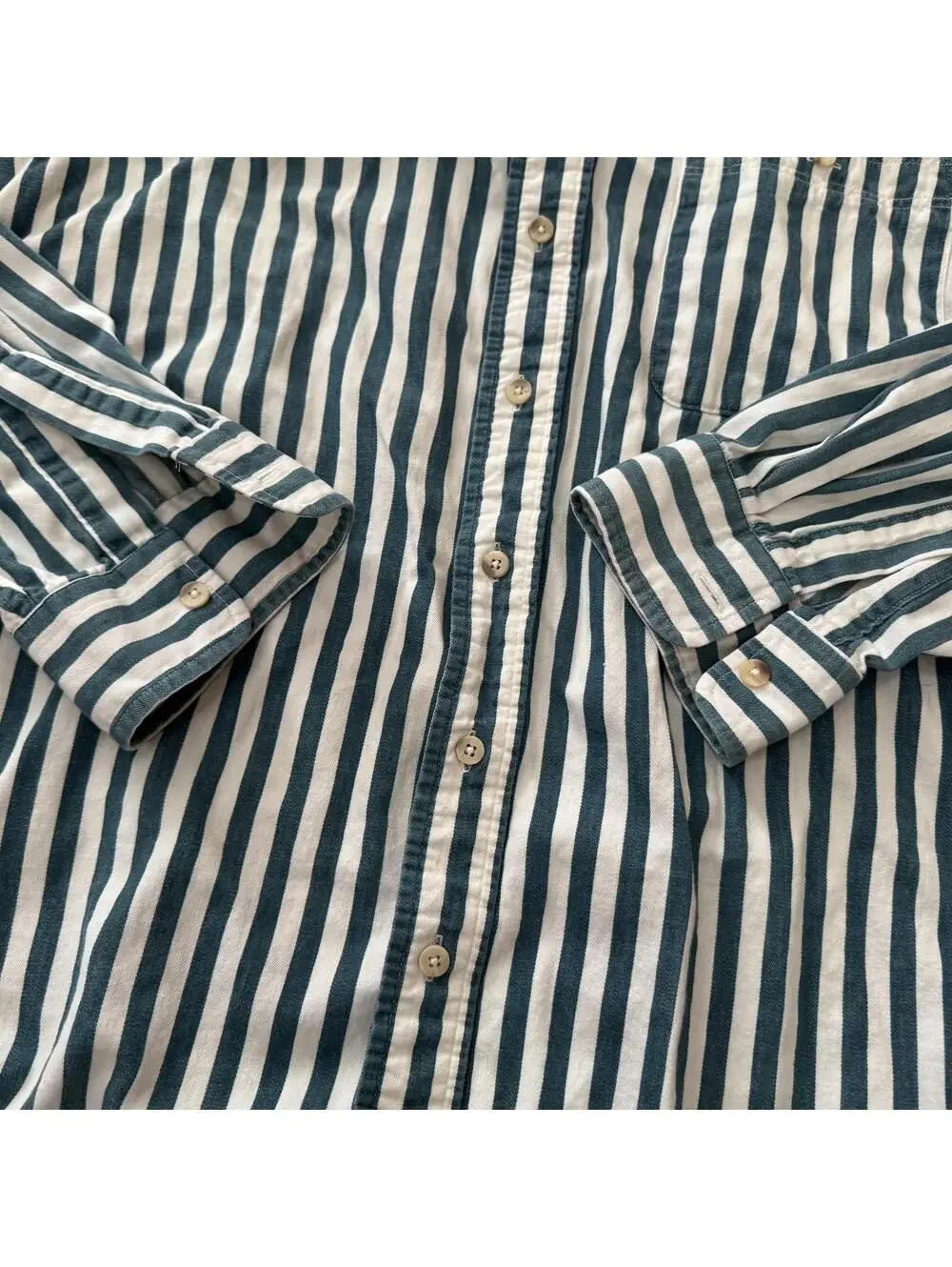 Vtg 90s Cabelas Striped Shirt Mens XL Made in USA Cotton